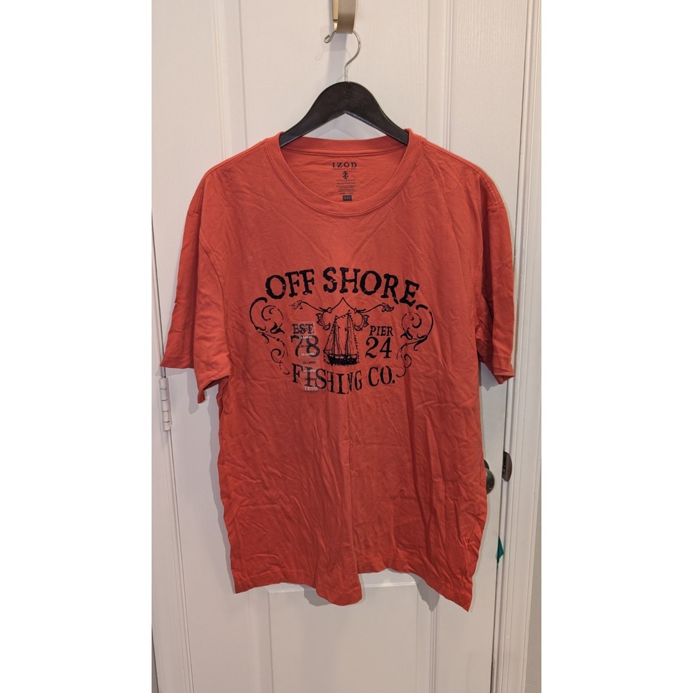Izod T-shirt XXL Off Shore Fishing Co Est 78 Pier 24 New‎ Salmon